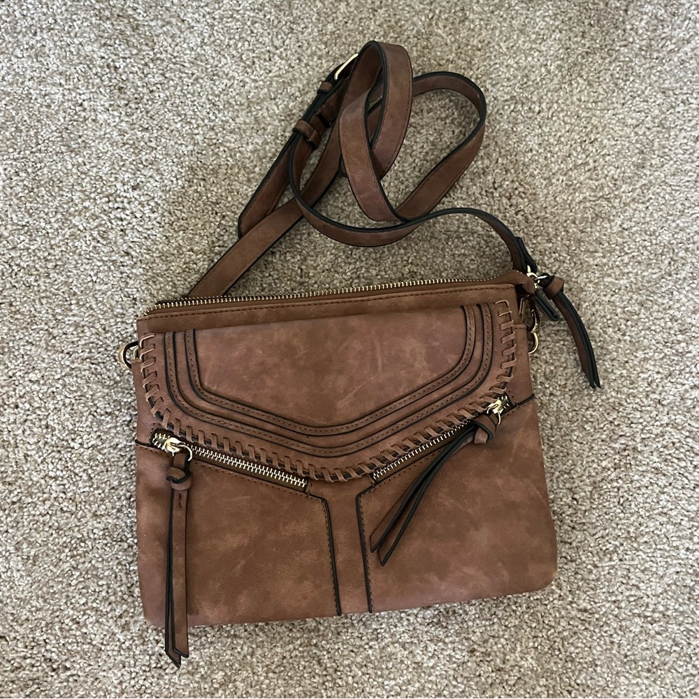 Brown faux leather purse.